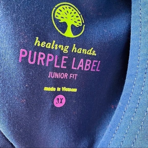 Healing Hands Blue Plus Size Scrub Top 3X - Picture 5 of 8